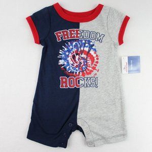 Way to Celebrate Patriotic Colorblock Romper Baby Boy Size Red White Blue